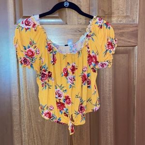 Women’s DIVIDED Yellow/Orange Flowery Crop Top Size Large